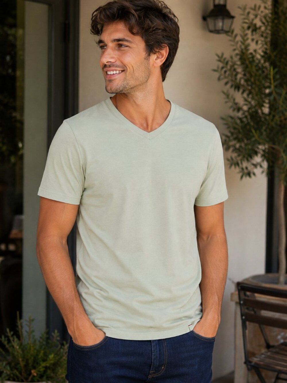 Alfani Men’s Light Green V-Neck Tee Large